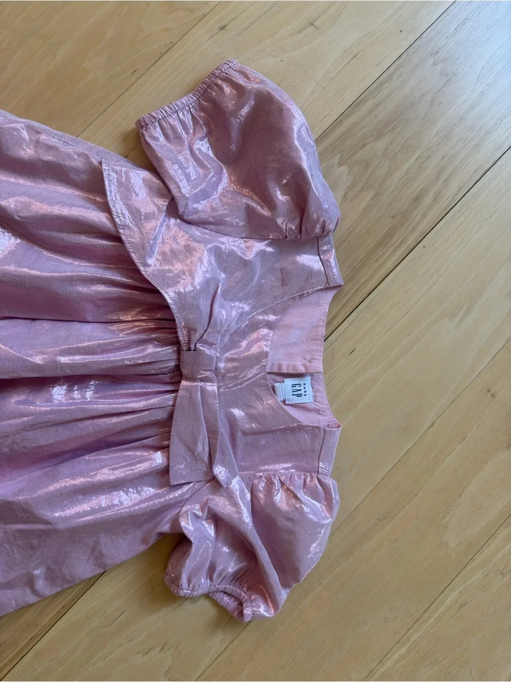 GAP Shimmery Pink Bow-Front Casual Dress